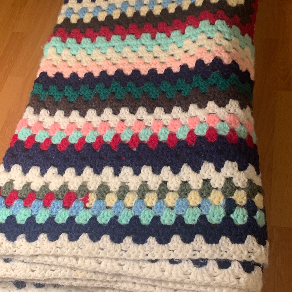 Handmade Granny Square Crochet Afghan Throw 48” x 58”
